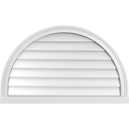Ekena Millwork Round Top Surface Mount PVC Gable Vent w/ 2"W x 2"P Brickmould Sill Frame, 36"W x 22"H GVPRT36X2203SN